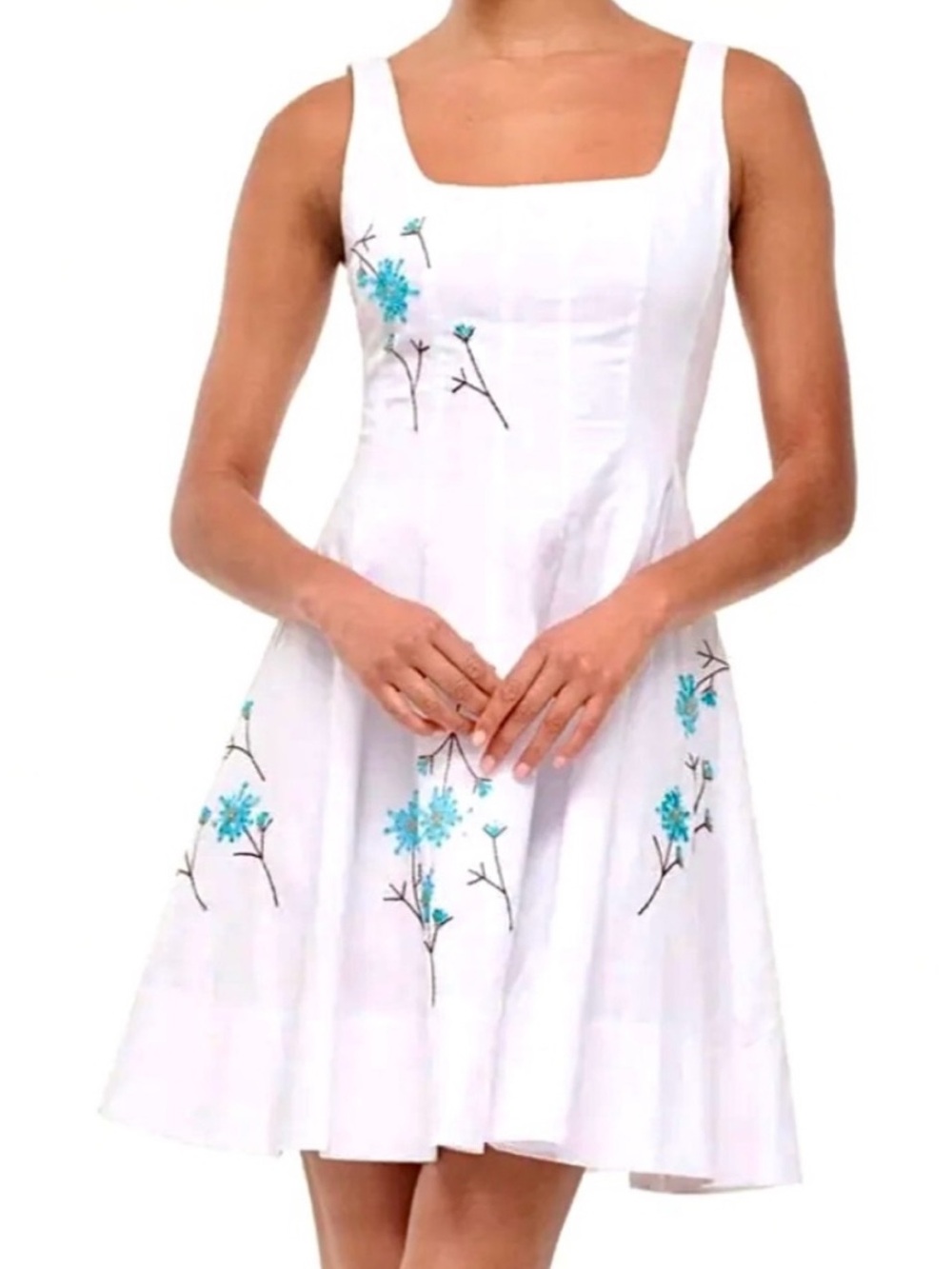 🌺🎉HP🎉🌺 NWT Staud Wells Beaded Mini Dress Embroidered Dandelion White
